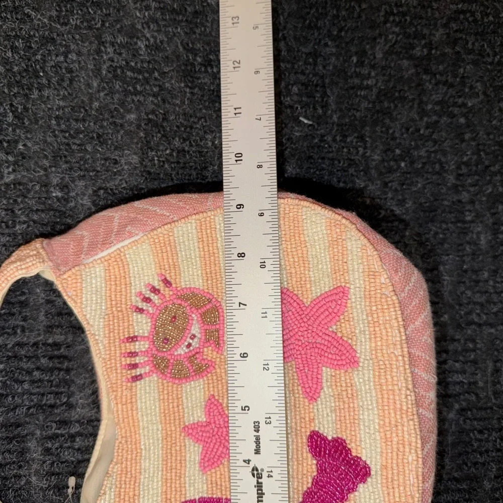 Lulu Beaded Hobo Bag Womens Small Pink NWT Lobster Crab Starfish Coastal Boho